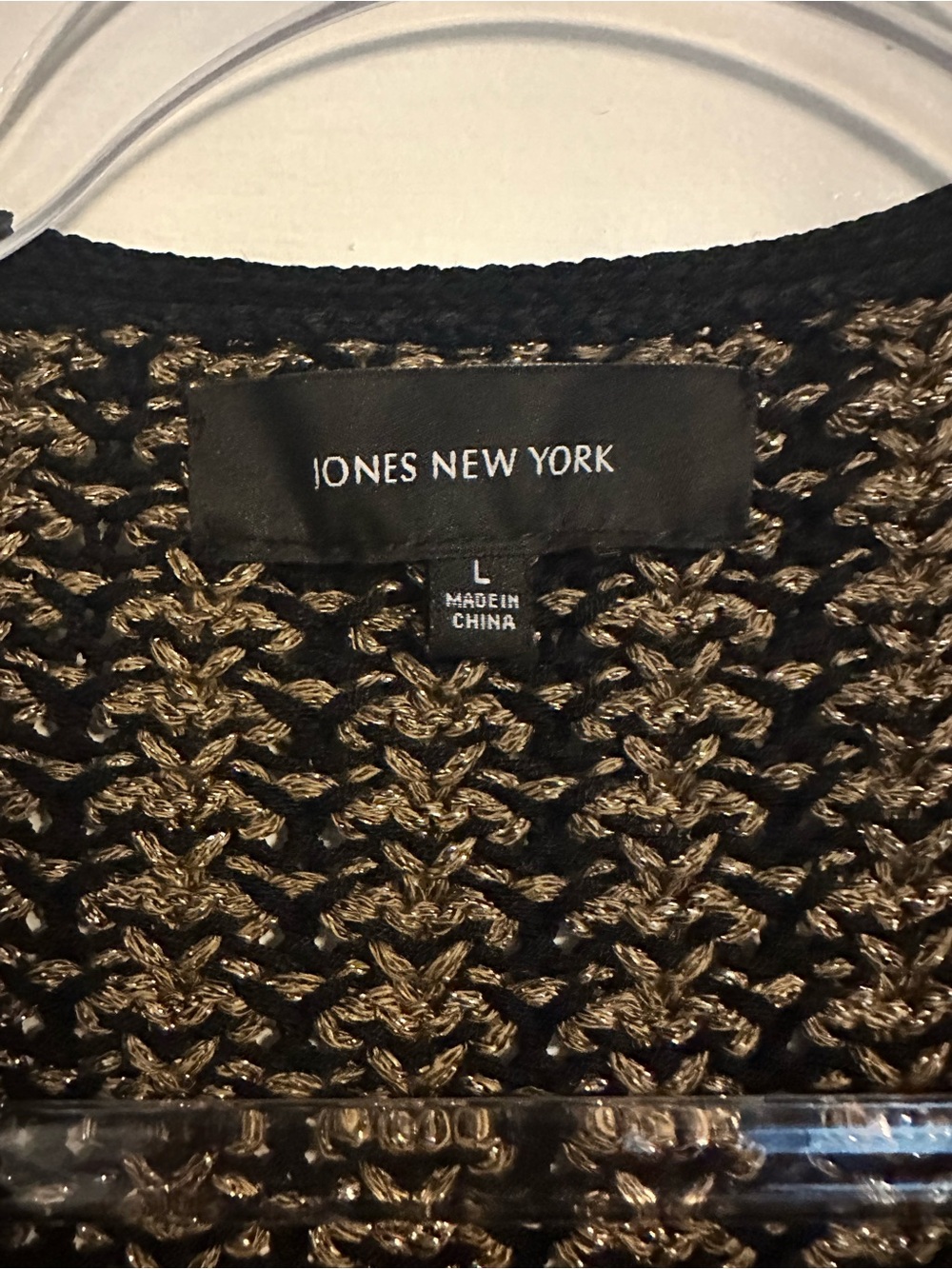 Jones New York Black and Gold Metallic Knit Pullover